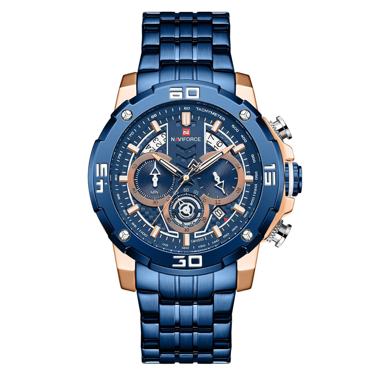 NAVIFORCE 9175 Blue Stainless Steel Chronograph Watch for Men's